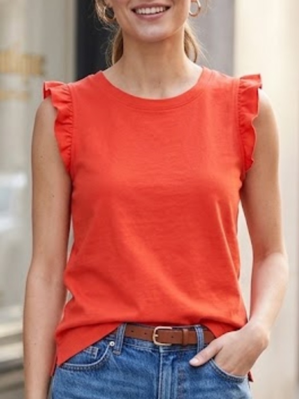 🇪🇸🥑J Crew Factory top ruffle sleeveless orange XXS CLEARANCE
